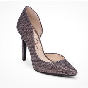 JESSICA SIMPSON Multi Bronze Sparkle Mesh Claudette Heels | Size 9